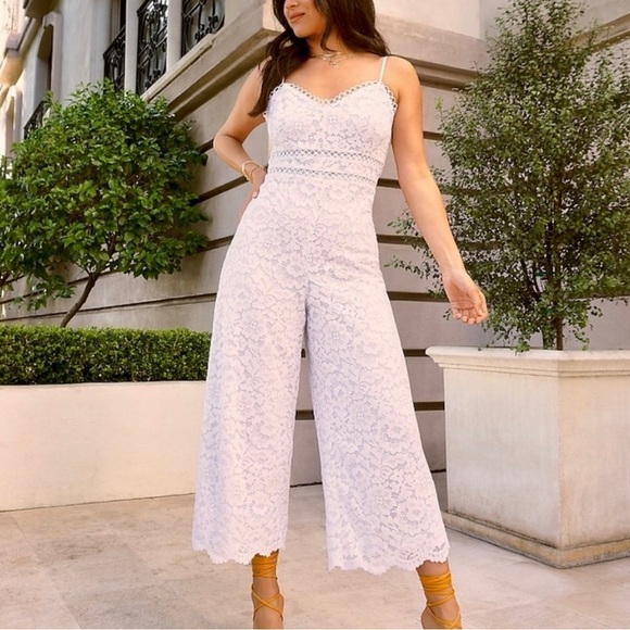 Express Pants - Size XS express white eyelet capri length jumpsuit. Worn once, great condition
